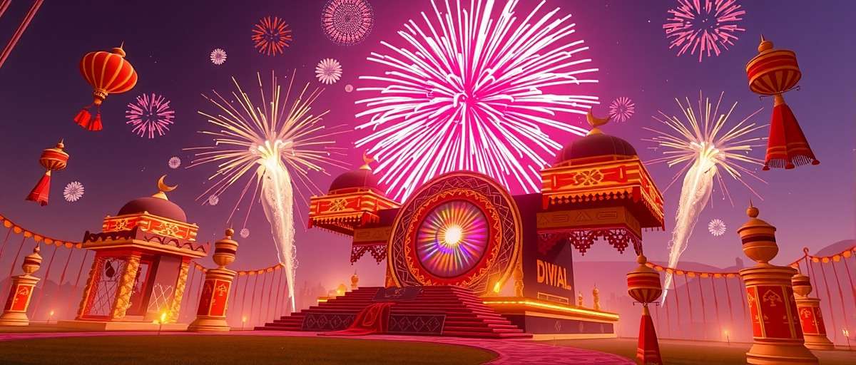 Torrent Titan Diwali event showing digital fireworks and festive server decorations